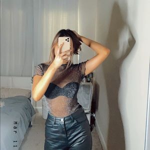 MESH SEE THROUGH GLITTERY TOP